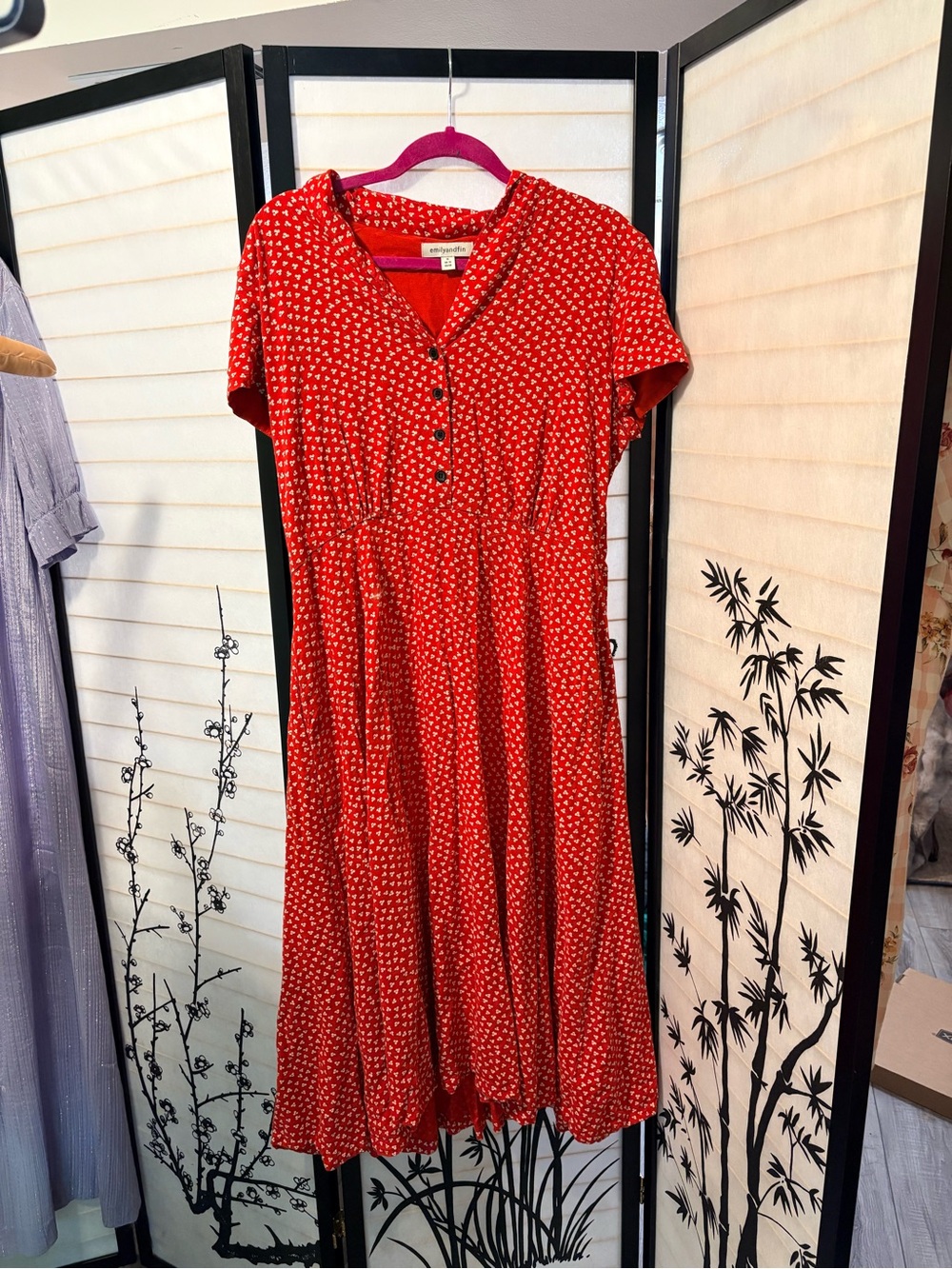 Red floral print Button-Front Women’s Midi Dress Uk 16